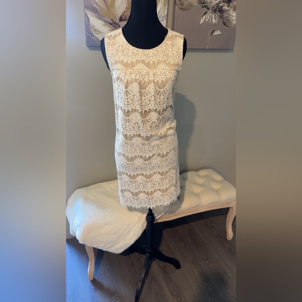 NWT Kohl's Ivory Floral Lace Dress